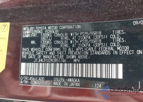 2008 Lexus Rx 350 z USA, uszkodzony, nr VIN JTJHK31U282851746